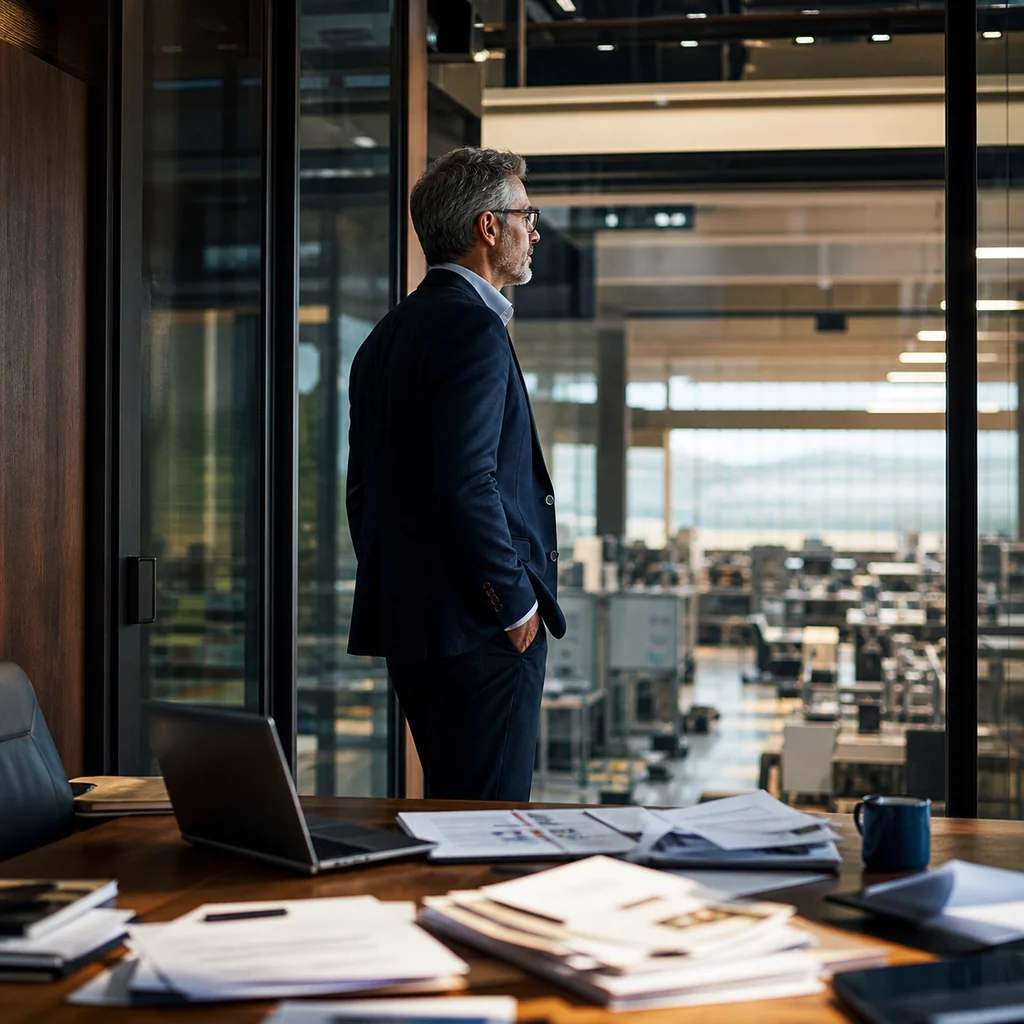 CEO osserva l'azienda per guidare crescita e decisioni strategiche
